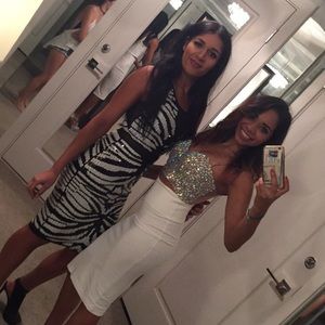 Bebe Zebra Sequin Dress